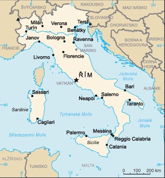 Italie mapa